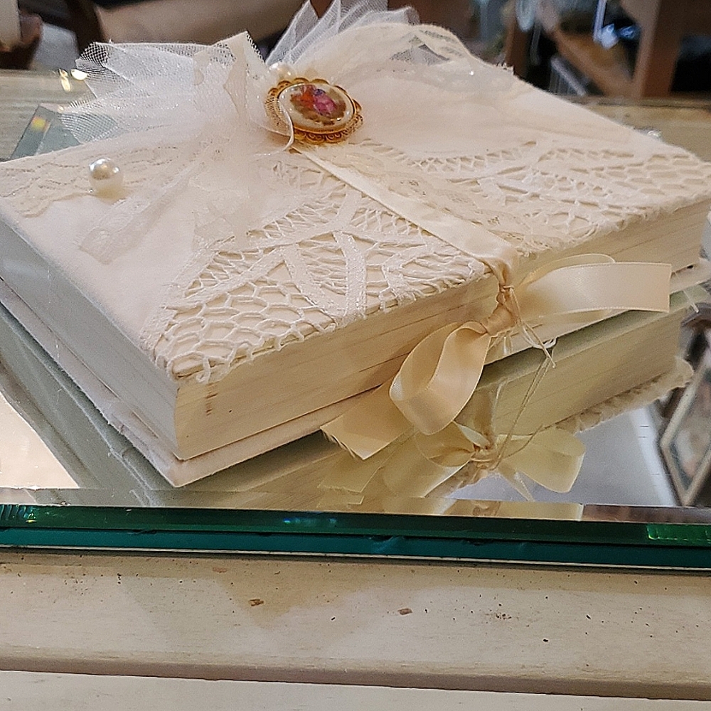 Vintage victorian book with embroidery.